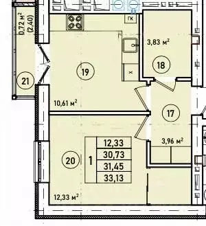 1-к кв. Калининградская область, Гурьевск Новая Резиденция жилой ... - Фото 1