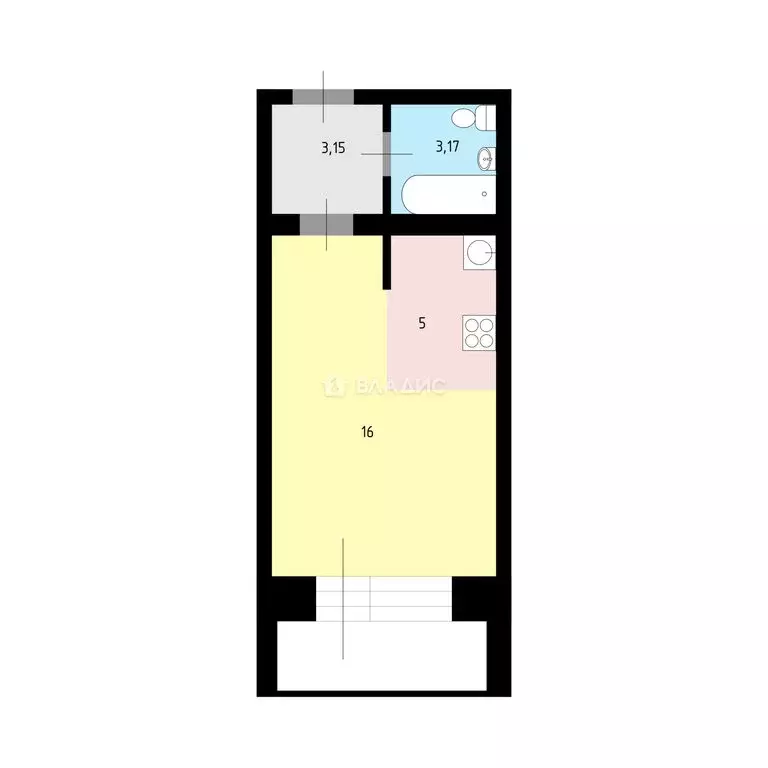 Квартира-студия: село Чигири, Восточная улица, 14/2 (27.6 м) - Фото 1