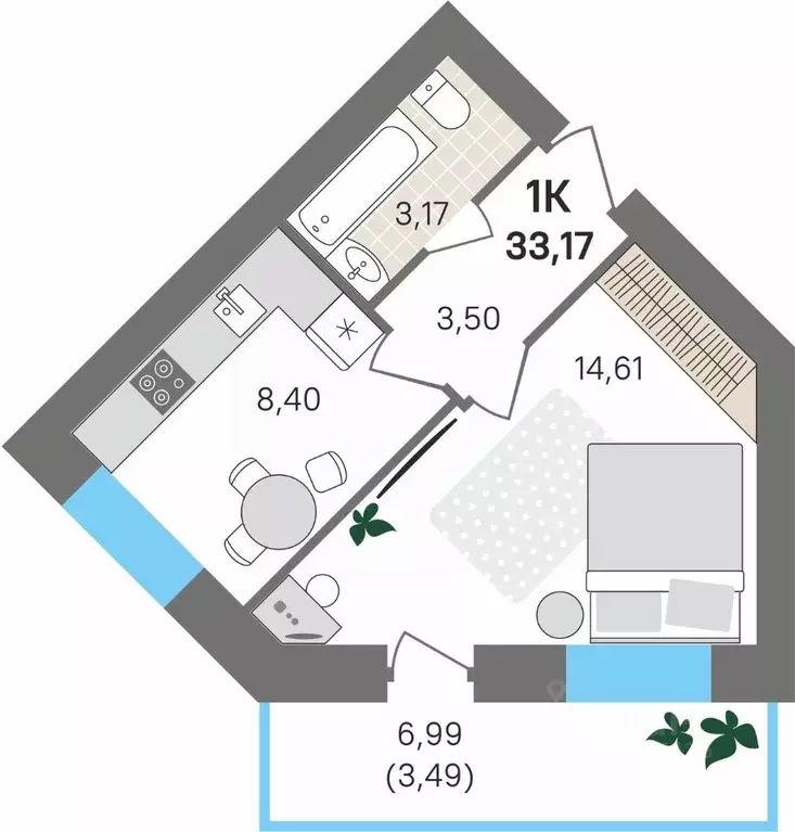 1-к кв. Пермский край, Пермский муниципальный округ, с. Култаево ул. ... - Фото 1