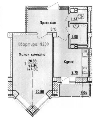 1-к кв. Смоленская область, Смоленск ул. Крупской (44.86 м) - Фото 0