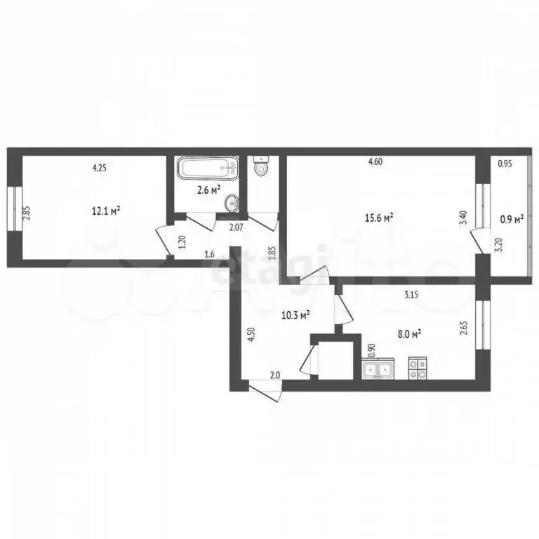2-к. квартира, 51 м, 2/4 эт. - Фото 0