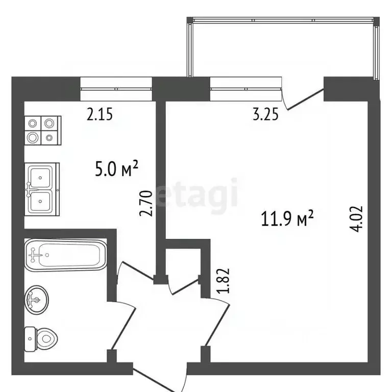 1-к кв. Крым, Симферополь ул. Русская (22.0 м) - Фото 2