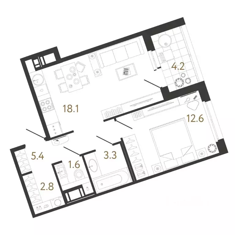 1-к кв. Санкт-Петербург ул. Бабушкина, 2 (43.8 м) - Фото 0