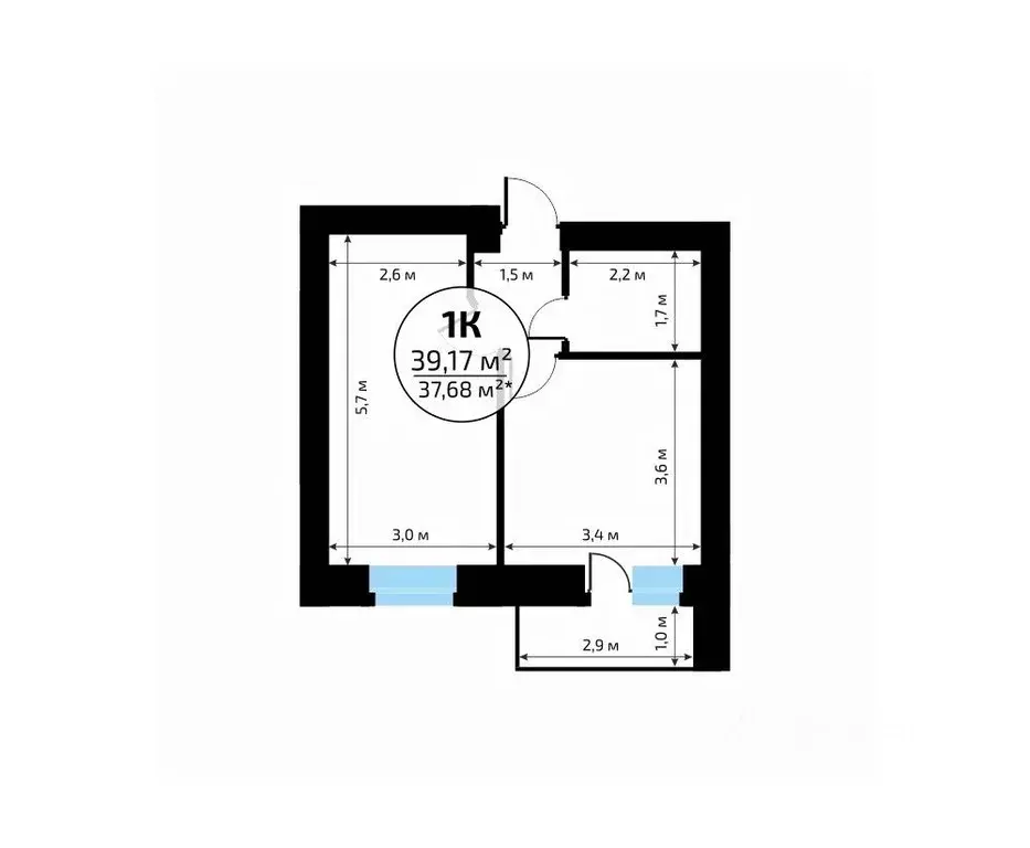 1-к кв. Самарская область, Самара пос. Мехзавод, 1-й кв-л, 50 (39.17 ... - Фото 2