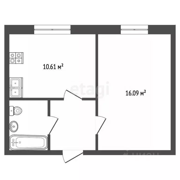 1-к кв. Московская область, Дубна Вокзальная ул., 7 (40.0 м) - Фото 2