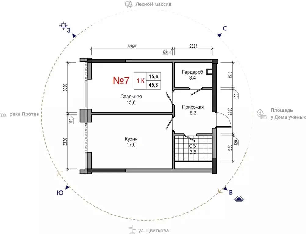 1-к кв. Калужская область, Обнинск ул. Усачева (45.8 м) - Фото 1