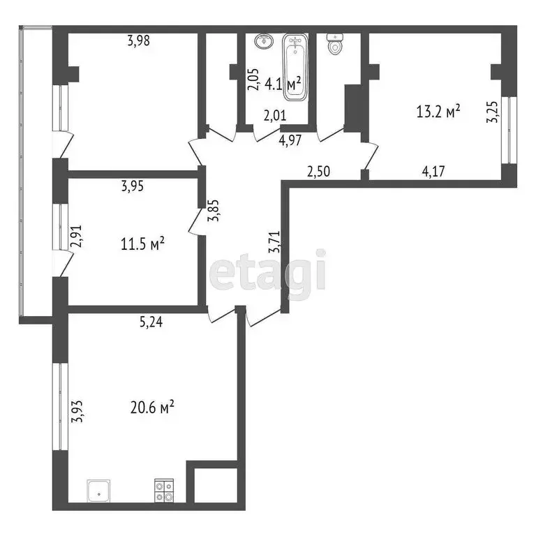 3-комнатная квартира: Тюмень, Кремлёвская улица, 112к1 (77 м) - Фото 1