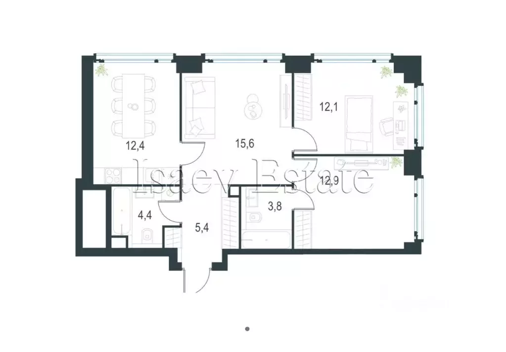 3-к кв. Москва Озерная ул., 1к1/1 (66.6 м) - Фото 1