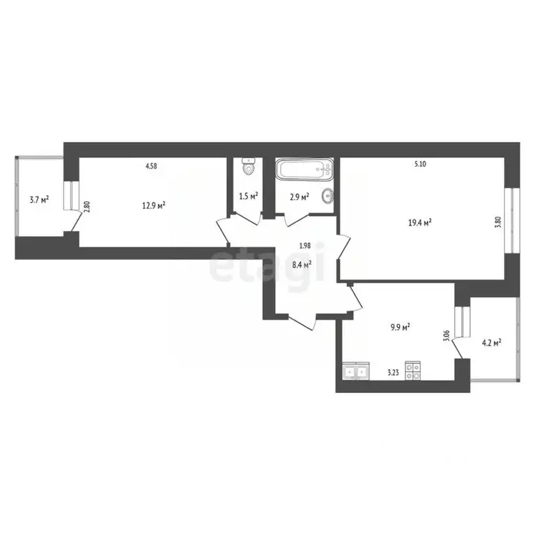 2-к кв. Ярославская область, Ярославль ул. Ньютона, 32к3 (55.0 м) - Фото 1