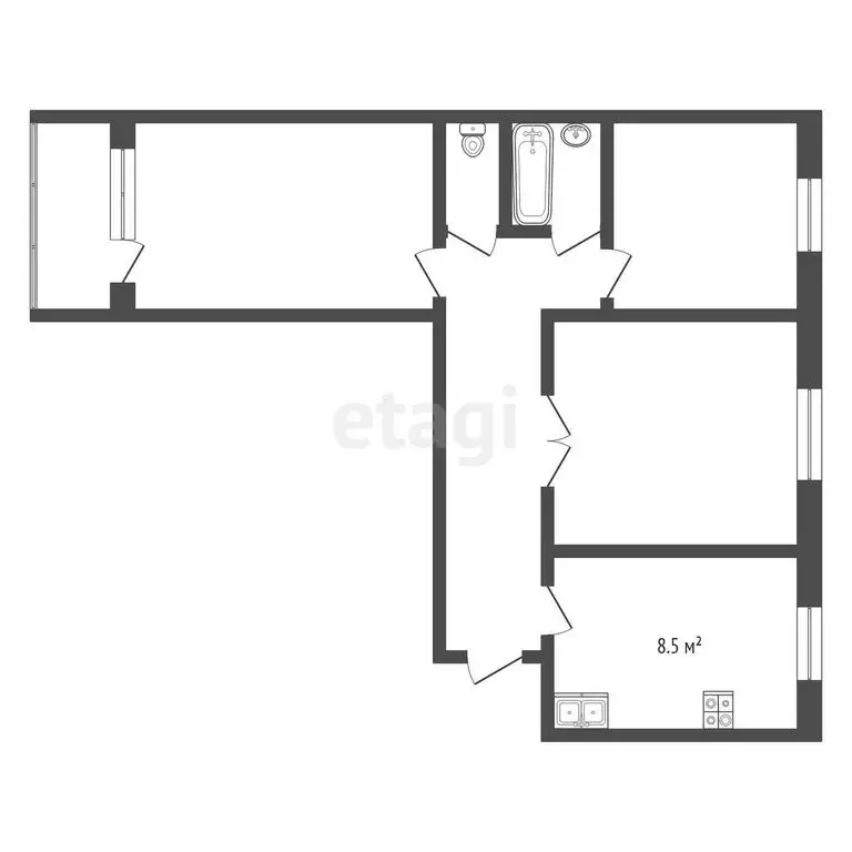 3-комнатная квартира: Выкса, Центральный микрорайон, 18 (62.4 м) - Фото 0