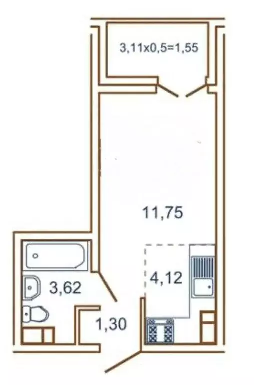 Квартира-студия: Краснодар, улица Кирилла Россинского, 3/1 (21.1 м) - Фото 0