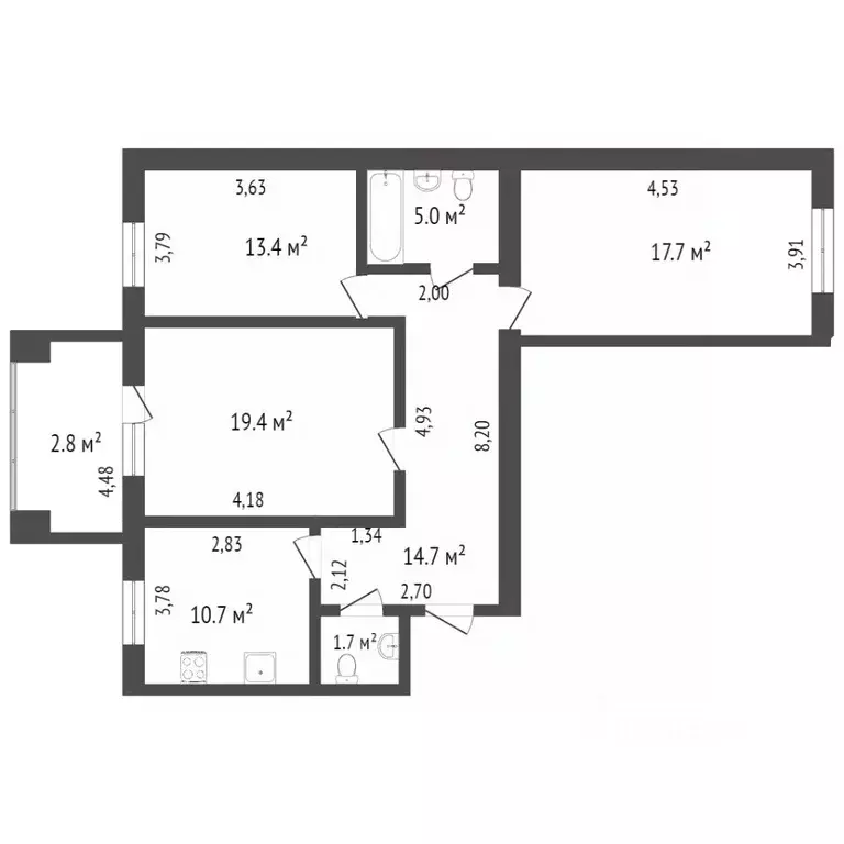 3-к кв. Калининградская область, Калининград Коммунистическая ул., 39А ... - Фото 2
