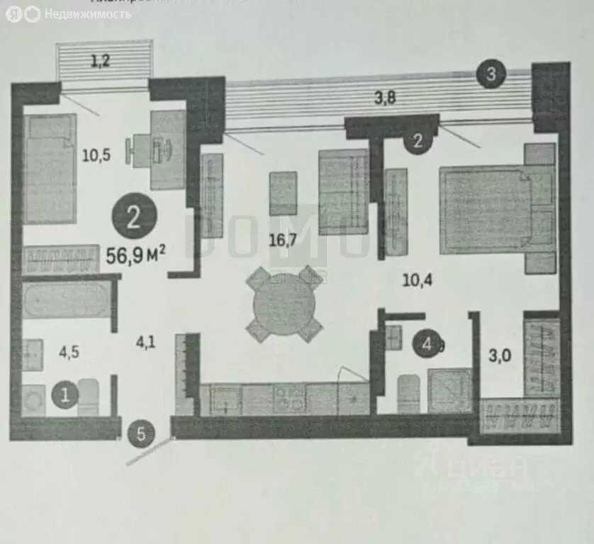 2-комнатная квартира: Екатеринбург, улица Академика Ландау, 7Б (56.9 ... - Фото 0