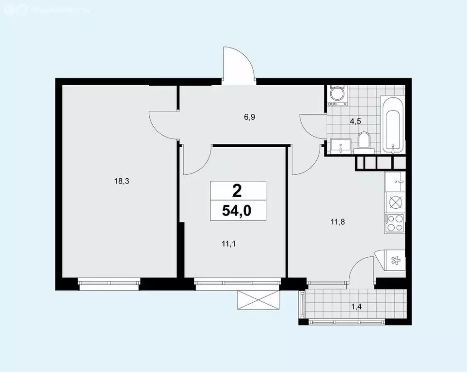 2-комнатная квартира: Москва, Бартеневская улица, 18к2 (54 м) - Фото 0