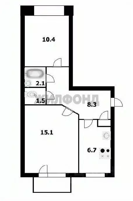 Квартира, 2 комнаты, 43.7 м - Фото 0