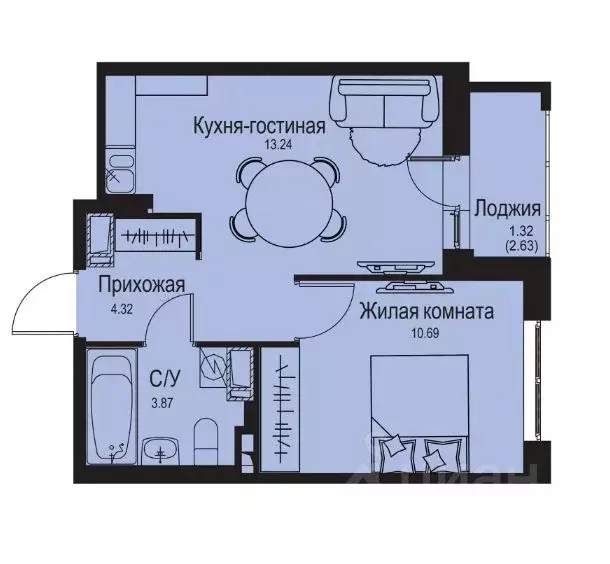 1-к кв. Ленинградская область, Всеволожский район, Заневское городское ... - Фото 0