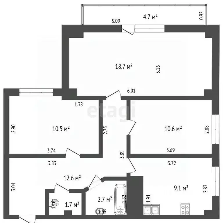 3-к кв. Удмуртия, Ижевск Курортная ул., 8 (65.8 м) - Фото 2