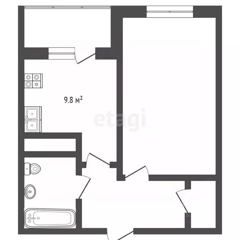 1-к кв. Ямало-Ненецкий АО, Ноябрьск Магистральная ул., 123 (33.1 м) - Фото 2