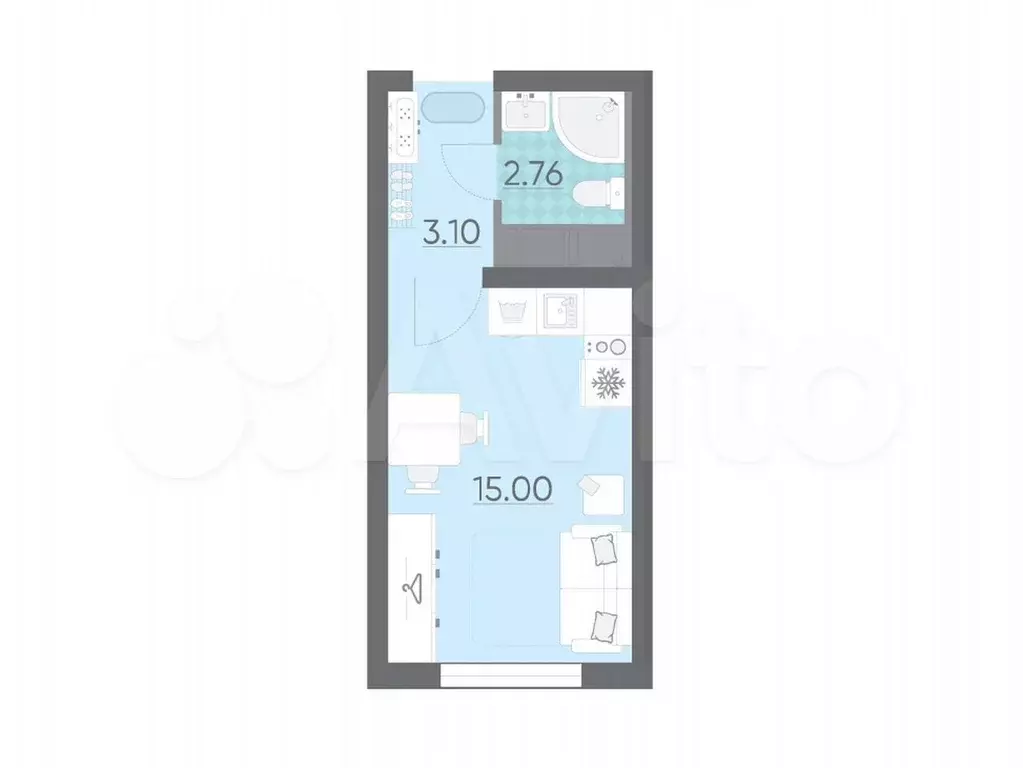 Квартира-студия, 20,9 м, 13/21 эт. - Фото 0