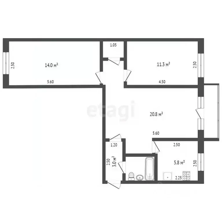 3-к кв. Тюменская область, Тюмень ул. Парфенова, 36 (58.7 м) - Фото 2