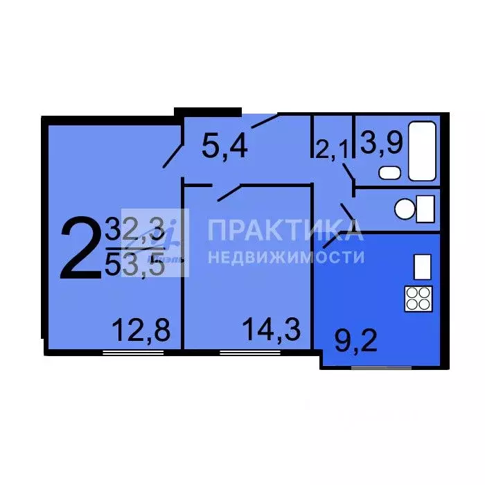2-к кв. Москва ул. Генерала Глаголева, 30К4 (53.5 м) - Фото 2