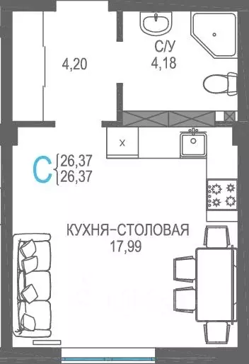 1-к кв. Крым, Симферопольский район, Гвардейское пгт, Республика жилой ... - Фото 0