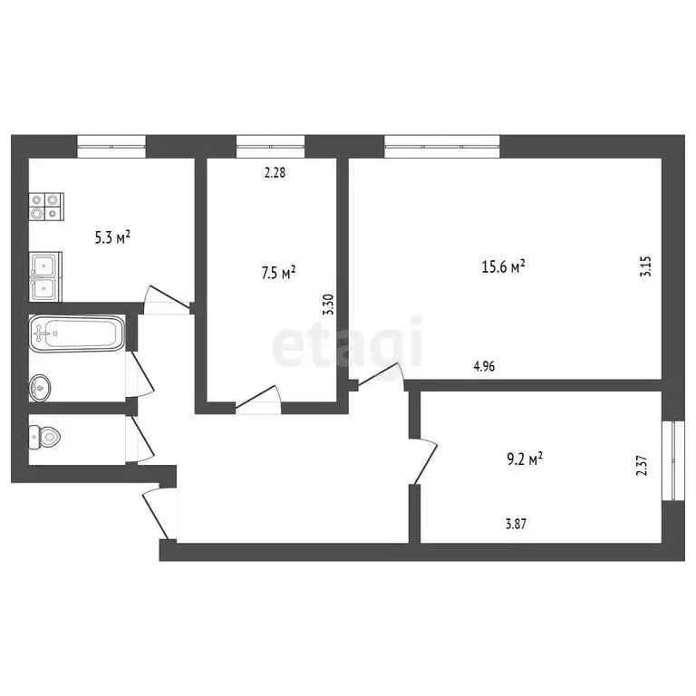 3-комнатная квартира: Калуга, улица Суворова, 157 (51 м) - Фото 1