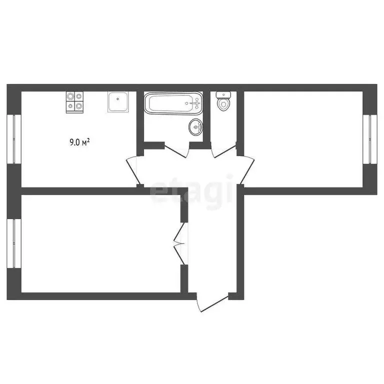 2-комнатная квартира: Прокопьевск, проспект Ленина, 11 (43.7 м) - Фото 1
