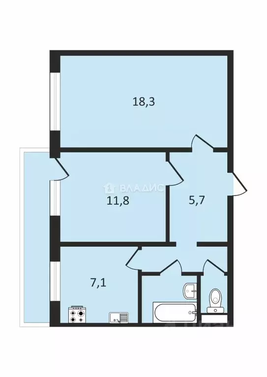 2-к кв. Липецкая область, Липецк Сиреневый проезд, 2 (50.0 м) - Фото 2