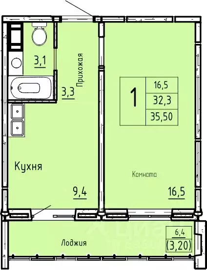 1-к кв. Курганская область, Курган Заозерный жилрайон, 7-й мкр, 11 ... - Фото 0