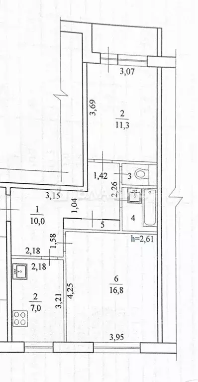 2-к. квартира, 49,7 м, 3/5 эт. - Фото 0