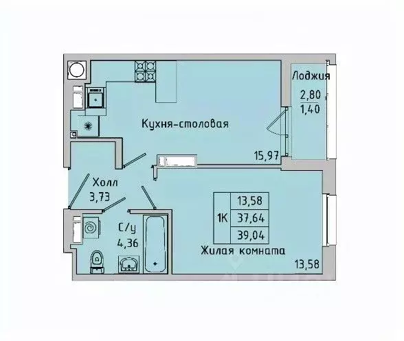 1-к кв. Ростовская область, Батайск ул. Ушинского, 27Ак2 (39.04 м) - Фото 0