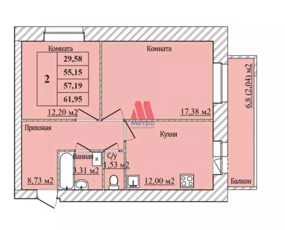 2-к кв. Ярославская область, Ярославль пер. Минина (57.19 м) - Фото 1