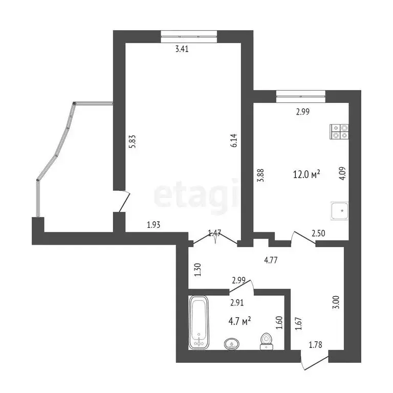 1-комнатная квартира: Саранск, Севастопольская улица, 2/1 (46.2 м) - Фото 0