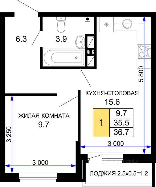 1-к кв. Краснодарский край, Краснодар ул. Летчика Позднякова, 2к14 ... - Фото 0