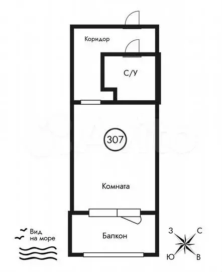 Квартира-студия, 41,2м, 3/5эт. - Фото 1