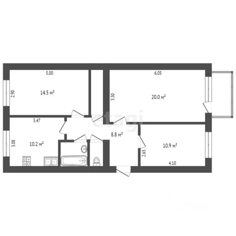 3-к кв. Ямало-Ненецкий АО, Новый Уренгой Советский мкр, 1/2 (70.2 м) - Фото 2