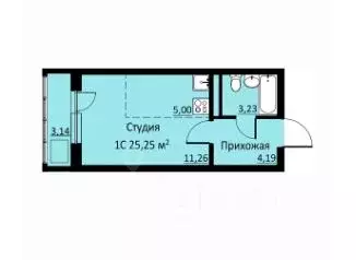 Студия Пермский край, д. Кондратово ул. Водопроводная, 6/4 (25.25 м) - Фото 0