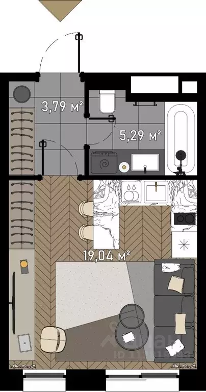 Студия Москва Зорге 9 жилой комплекс, 9Ак6 (28.12 м) - Фото 0