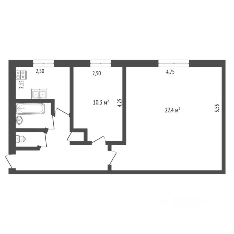 2-к кв. Тюменская область, Тюмень проезд Геологоразведчиков, 38 (53.7 ... - Фото 2