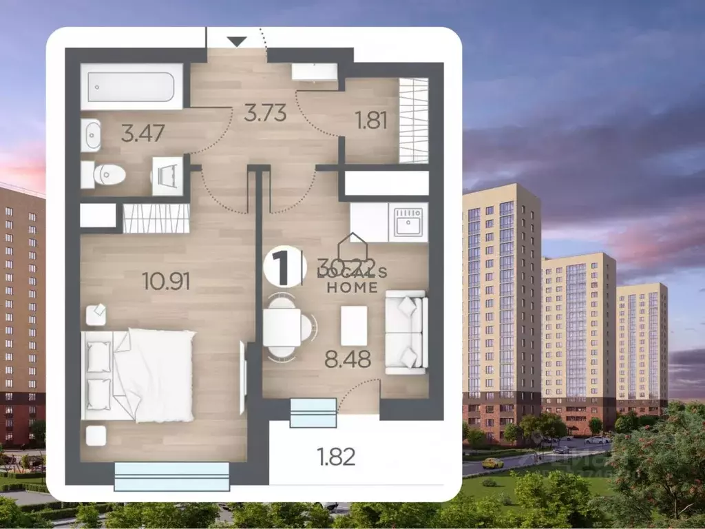 1-к кв. Рязанская область, Рязанский муниципальный округ, с. Дядьково ... - Фото 0