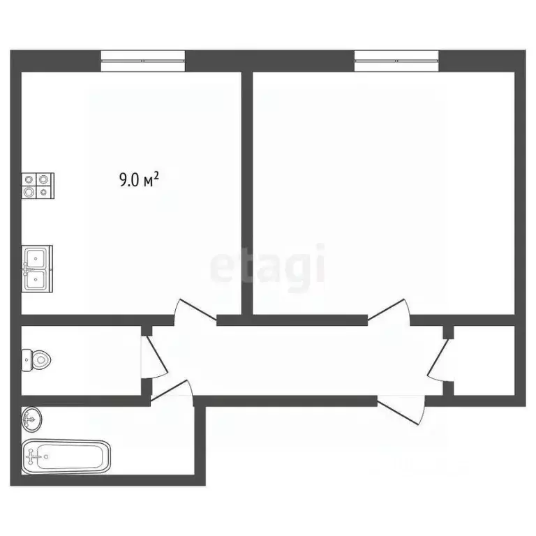 1-к кв. Ямало-Ненецкий АО, Новый Уренгой ул. Нефтяников, 14 (39.0 м) - Фото 2