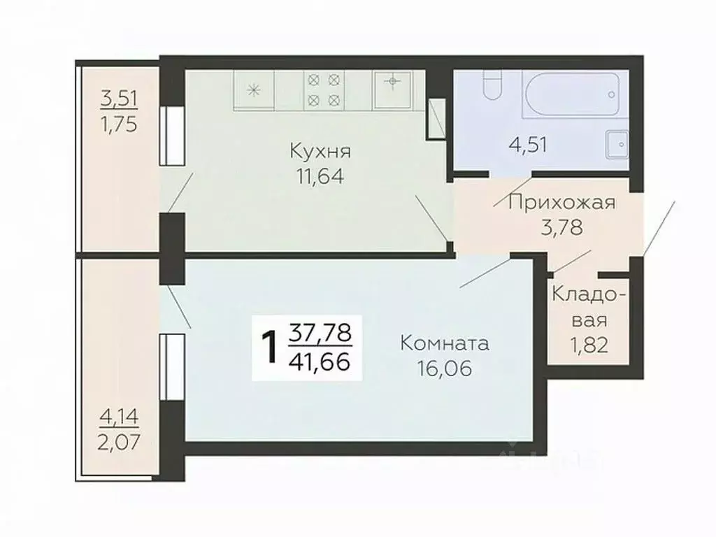 1-к кв. Воронежская область, Воронеж Ленинградская ул., 118А (41.66 м) - Фото 0