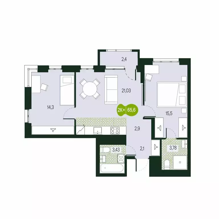 3-комнатная квартира: Чита, микрорайон Каштакский (65.6 м) - Фото 1