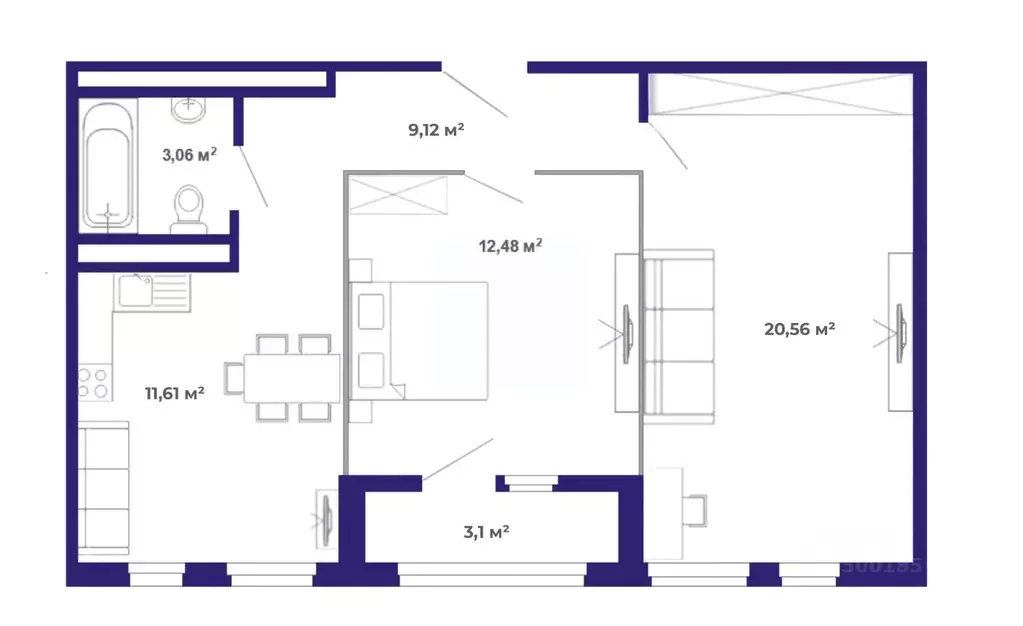 2-к кв. Иркутская область, Иркутский муниципальный округ, Маркова рп, ... - Фото 1