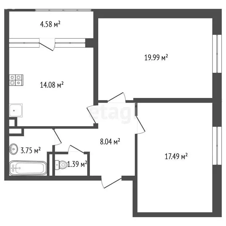 2-комнатная квартира: Анапа, Супсехское шоссе, 47к2 (64.9 м) - Фото 1