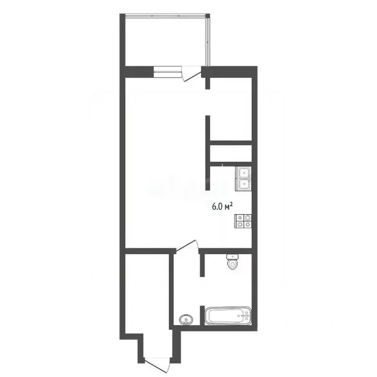 Студия Тюменская область, Тюмень ул. Ю.-Р.Г. Эрвье, 24к2 (30.0 м) - Фото 1
