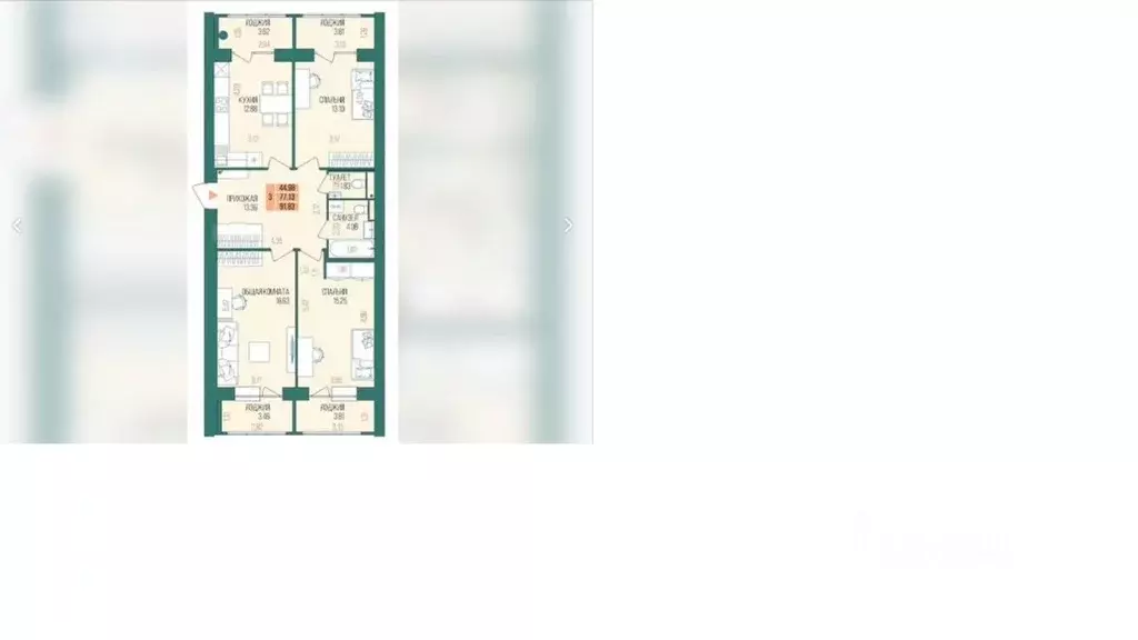 3-к кв. Марий Эл, Йошкар-Ола Красноармейская ул., 122В (91.83 м) - Фото 2