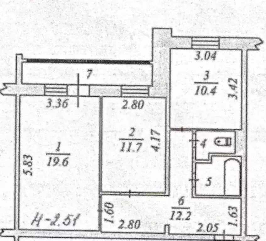 2-к. квартира, 61,1 м, 4/5 эт. - Фото 1