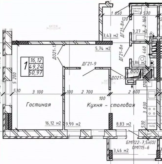 2-к кв. Калужская область, Калуга Азаровская ул., 40к4 (51.4 м) - Фото 2